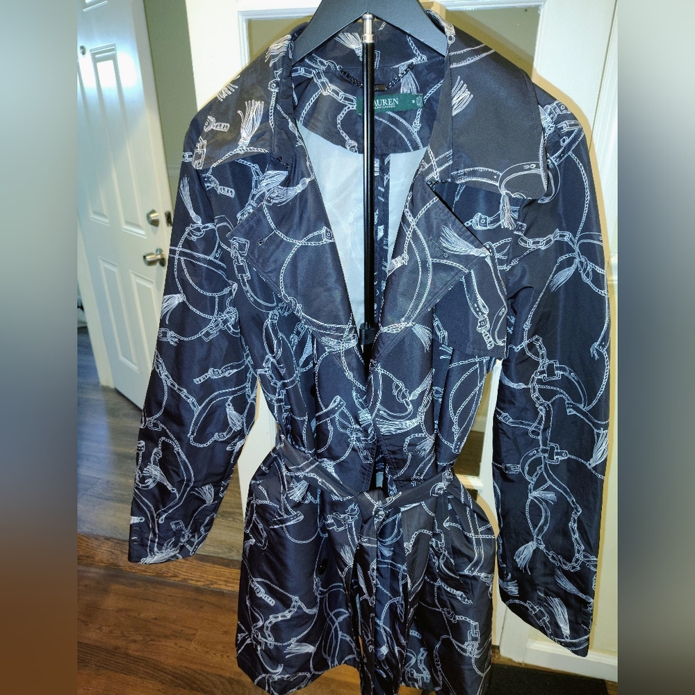 Ralph Lauren Black and White Logo Nylon Trench